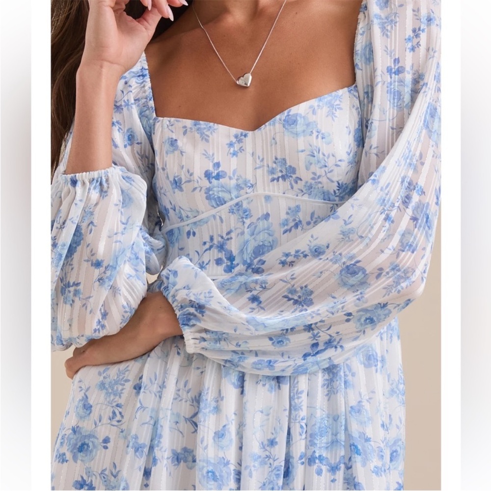 Altar'd State Blue and White Floral Mini Dress